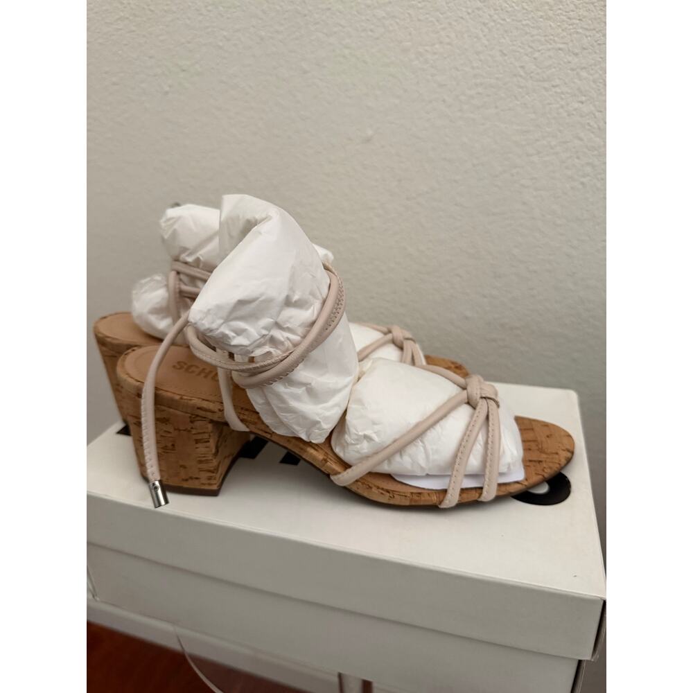 New Schutz Suzy leather & coral block heel sandals 6.5 beige - Picture 7 of 7